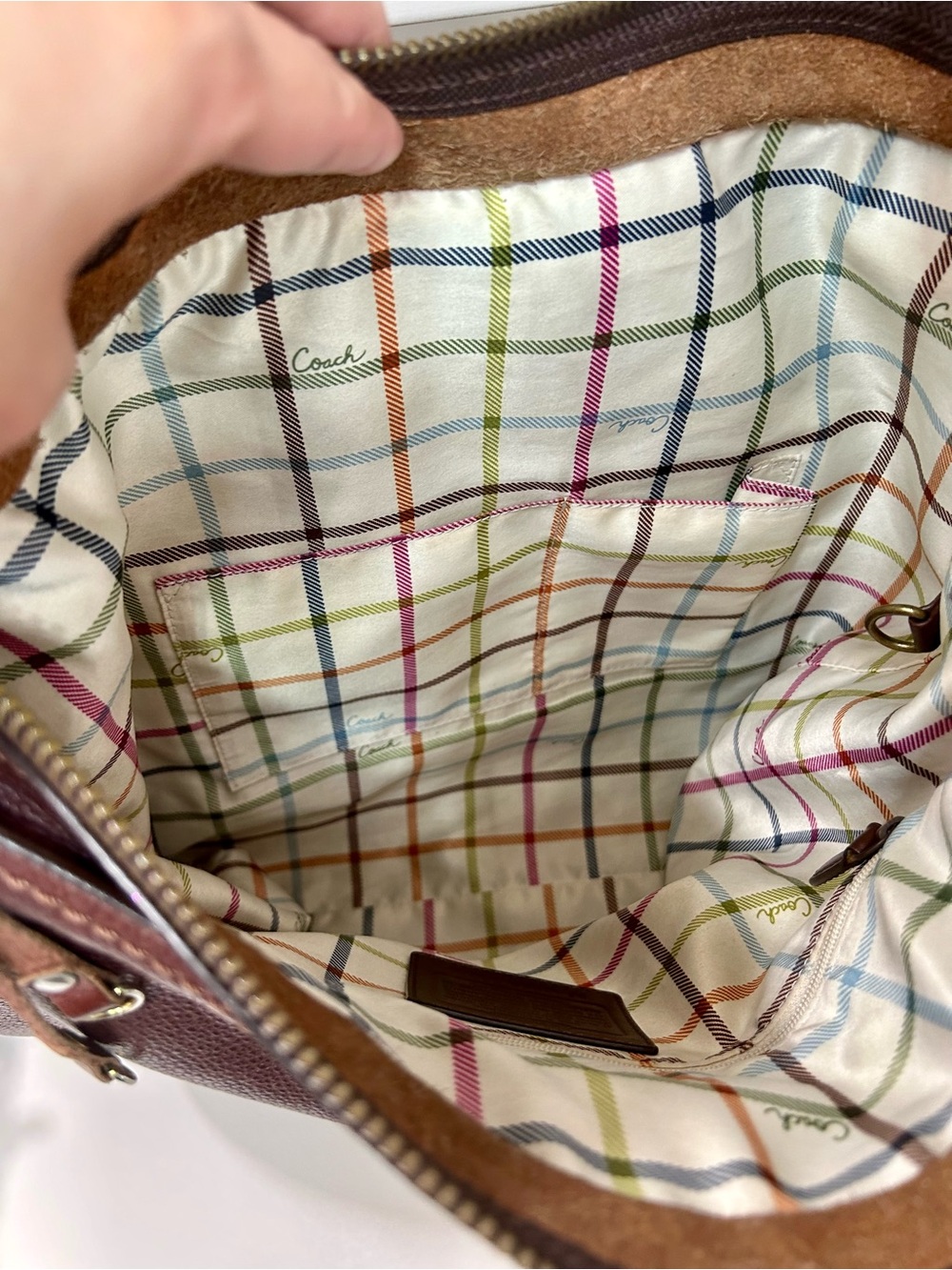 Coach Bleecker Soft Milled Cowhide Woven Pocket Hobo Tattersall Y2K Shoulder Bag - Picture 15 of 17